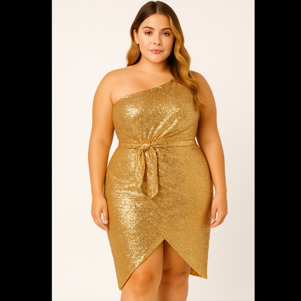 Grace Karin Gold One Shoulder Dress